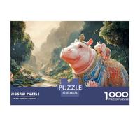 Sinoshow_24085_a_cute_pink_hippopotamus_with_an_elephant_on_its_f501f252-56a5-4a31-a079-6ab514464f63_1 1000 Pieces Jigsaw Fun Challenging & Brainteasing Jigsaw Puzzle, Stress Releasing Family Game, F