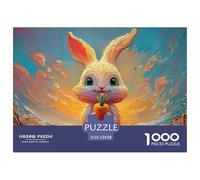 Sinoshow_24085_a_cute_rabbit_with_green_eyes_is_holding_up_an_o_1fd98268-ff25-4b67-9ea8-37a9a77f21e1_3 1000 Pieces Jigsaw Challenging And Educational Jigsaw Puzzle, Vibrant Imagery, Fa