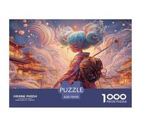 Sinoshow_24085_a_cute_red_oni_with_turquoise_hair_wearing_a_col_7b62aa15-e506-4c8b-9013-7f48e90b71e1_3 1000 Pieces Puzzles Impossible Hard Difficult Jigsaw Puzzle, Vibrant Imagery, Fam