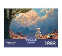 Sinoshow_24085_a_cute_white_robot_and_green_alien_standing_on_t_4d5710d2-a839-4b78-acbd-1ffddb500479_4 1000 Pieces Jigsaw Fun Challenging & Brainteasing Puzzle Game, Stress Releasing Family Game, Fam