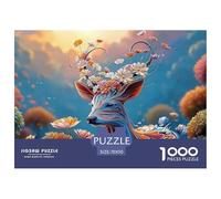 Sinoshow_24085_a_deer_with_colorful_flowers_and_leaves_on_its_h_fa9dd0ba-b3ea-4354-b780-5ab97ff1d652_3 1000 Pieces Jigsaw Impossible Hard Difficult Jigsaw Puzzle, Unique Challenging Educational Toys,