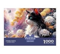 Sinoshow_24085_a_fluffy_calico_cat_sits_among_chrysanthemums_in_8dda92a1-5b1e-42a0-a82b-c78d6024fe0c_1 1000 Pieces Puzzles Impossible Hard Difficult Puzzle Game, Vibrant Imagery, Famil