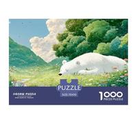 Sinoshow_24085_a_fluffy_white_bear_sleeping_in_the_grass_surrou_4f6458a5-0e69-4c40-82ef-b7a45b93a9f7_1 1000 Pieces Puzzles Impossible Hard Difficult Jigsaw Puzzle, Unique Challenging Educational Toys