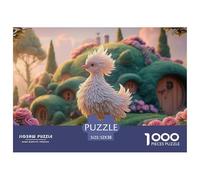 Sinoshow_24085_a_fluffy_white_chicken_stands_on_the_green_grass_8d44fd86-3ad2-4865-a7f1-ac021fc0d0d0_1 1000 Pieces Puzzles Impossible Hard Difficult Puzzle Game, Vibrant Imagery, Famil