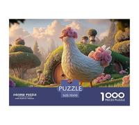 Sinoshow_24085_a_fluffy_white_chicken_with_pink_roses_on_its_he_438469ab-cebd-407c-b16f-55ce136e1a1f_1 1000 Pieces Puzzles Impossible Hard Difficult Puzzle Game, Vibrant Imagery, Birth