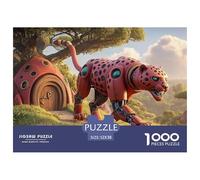 Sinoshow_24085_a_futuristic_red_and_black_metal_leopard_with_ro_0db6a899-aa05-4fc9-8525-9d343fcfb5f3_2 1000 Pieces Puzzles Impossible Hard Difficult Jigsaw Puzzle, Stress Releasing Family Game, Famil