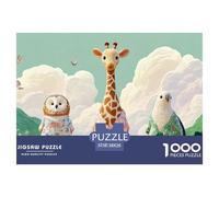 Sinoshow_24085_a_giraffe_an_owl_and_a_parrot_stand_next_to_each_12034b90-57c0-4aa3-9095-5580a8444858_3 1000 Pieces Puzzles Impossible Hard Difficult Jigsaw Puzzle, Unique Challenging Educational Toys