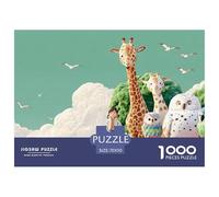 Sinoshow_24085_a_giraffe_an_owl_and_a_parrot_stand_next_to_each_1ec4bfdf-9b87-4c23-b10b-6d84dff648f8_1 1000 Pieces Jigsaw Fun Challenging & Brainteasing Jigsaw Puzzle, Unique Challenging Educational