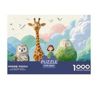 Sinoshow_24085_a_giraffe_an_owl_and_a_parrot_wearing_stand_next_3e62b2a1-01a9-4485-a5b7-6bd5c105caed_1 1000 Pieces Puzzles Impossible Hard Difficult Jigsaw Puzzle, Unique Challenging Educational Toys