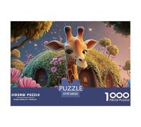 Sinoshow_24085_a_giraffe_stands_in_the_forest_surrounded_by_pin_1f553aeb-75d3-48aa-8be7-403c5f69b367_2 1000 Pieces Jigsaw Fun Challenging & Brainteasing Puzzle Game, Stress Releasing Family Game, Fam