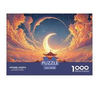 Sinoshow_24085_a_golden_moon_with_crescent_in_the_sky_surrounde_a3bfdb98-eff3-411a-8fcc-f46fa16806e9_4 1000 Pieces Jigsaw Fun Challenging & Brainteasing Puzzle Game, Stress Releasing Family Game, Bir