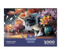 Sinoshow_24085_a_gray_and_white_cat_chases_after_an_grasshopper_4b026f89-c537-48f6-abae-d44233d42791_2 (1) 1000 Pieces Puzzles Challenging And Educational Jigsaw Puzzle, Unique Challenging Educationa