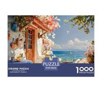 Sinoshow_24085_a_greek_island_cottage_with_a_blue_and_white_che_028e9859-ad91-4096-bf82-e1f0bf43e729_1 1000 Pieces Jigsaw Fun Challenging & Brainteasing Jigsaw Puzzle, Stress Releasing Family Game, B
