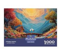 Sinoshow_24085_a_green_mountain_waterfalls_and_flowers_by_the_s_352e644d-4093-4aa4-84ac-9d2dc0f9bd58_1 1000 Pieces Jigsaw Impossible Hard Difficult Jigsaw Puzzle, Vibrant Imagery, Birt