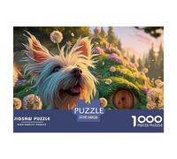 Sinoshow_24085_a_happy_white_dog_with_long_fur_and_dandelions_o_8960072e-d202-42d2-a4aa-9ea9832e12fd_1 1000 Pieces Puzzles Impossible Hard Difficult Puzzle Game, Unique Challenging Educational Toys,