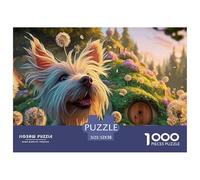 Sinoshow_24085_a_happy_white_dog_with_long_fur_and_dandelions_o_8960072e-d202-42d2-a4aa-9ea9832e12fd_1 1000 Pieces Puzzles Impossible Hard Difficult Jigsaw Puzzle, Unique Challenging Educational Toys