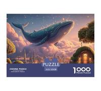 Sinoshow_24085_a_majestic_blue_whale_glides_above_the_city_its__1f55591e-e04f-4c67-af2e-b4a977740562_1 1000 Pieces Jigsaw Fun Challenging & Brainteasing Jigsaw Puzzle, Vibrant Imagery