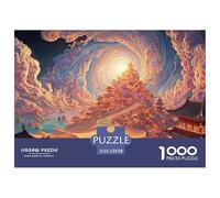 Sinoshow_24085_a_man_is_climbing_the_stairs_to_heaven_in_front__63d11b43-203d-457c-a42f-056ebab21e2e_4 1000 Pieces Jigsaw Fun Challenging & Brainteasing Puzzle Game, Unique Challenging Educational To