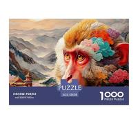 Sinoshow_24085_a_monkey_with_colorful_clouds_on_its_head_yellow_a4248772-b169-4118-a0e1-8510468804bb_3 1000 Pieces Jigsaw Impossible Hard Difficult Puzzle Game, Stress Releasing Family Game, Family C