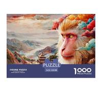 Sinoshow_24085_a_monkey_with_colorful_clouds_on_its_head_yellow_a4248772-b169-4118-a0e1-8510468804bb_4 1000 Pieces Jigsaw Impossible Hard Difficult Puzzle Game, Vibrant Imagery, Birthd