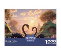 Sinoshow_24085_a_pair_of_black_swans_swim_in_the_lake_surrounde_1bd93eb6-77ca-4672-938b-7a3cf7d1e0fe_2 1000 Pieces Jigsaw Fun Challenging & Brainteasing Jigsaw Puzzle, Vibrant Imagery