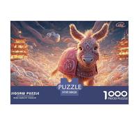 Sinoshow_24085_a_pink_donkey_with_a_pink_blanket_on_its_back_wi_03fe9d8a-1594-4c7e-ac67-d130cabe18f7_1 1000 Pieces Jigsaw Fun Challenging & Brainteasing Puzzle Game, Vibrant Imagery, B