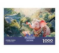 Sinoshow_24085_a_pink_elephant_and_its_baby_in_the_jungle_surro_38ddd4d9-d6cf-45f6-829f-5317cd6a3a45_4 1000 Pieces Jigsaw Fun Challenging & Brainteasing Jigsaw Puzzle, Stress Releasing Family Game, F