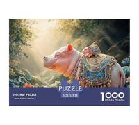 Sinoshow_24085_a_pink_hippopotamus_with_a_baby_elephant_on_its__b99c375f-4e5e-4e93-b8e7-5ee72231ef0e_2 1000 Pieces Puzzles Impossible Hard Difficult Puzzle Game, Unique Challenging Educational Toys,