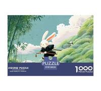 Sinoshow_24085_a_rabbit_samurai_in_black_and_white_is_flying_on_4ec3316a-c3f3-46a4-8f32-8214d9442f6f_1 1000 Pieces Jigsaw Fun Challenging & Brainteasing Jigsaw Puzzle, Unique Challenging Educational
