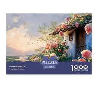 Sinoshow_24085_a_small_white_cottage_with_pink_roses_growing_on_58e39d6f-4ff3-4215-a3f8-055bd591d77d_3 1000 Pieces Jigsaw Fun Challenging & Brainteasing Puzzle Game, Vibrant Imagery, F