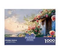 Sinoshow_24085_a_small_white_cottage_with_pink_roses_growing_on_58e39d6f-4ff3-4215-a3f8-055bd591d77d_3 1000 Pieces Jigsaw Fun Challenging & Brainteasing Puzzle Game, Vibrant Imagery, B