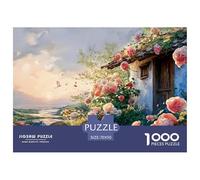 Sinoshow_24085_a_small_white_cottage_with_pink_roses_growing_on_58e39d6f-4ff3-4215-a3f8-055bd591d77d_3 1000 Pieces Jigsaw Fun Challenging & Brainteasing Puzzle Game, Unique Challenging Educational To
