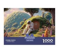 Sinoshow_24085_a_spaceman_sitting_on_the_mossy_grass_of_an_eart_5aeebca7-cfee-420e-9990-52da1cfb2530_4 1000 Pieces Puzzles Impossible Hard Difficult Jigsaw Puzzle, Stress Releasing Family Game, Famil