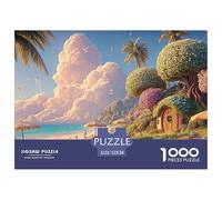 Sinoshow_24085_a_sunny_beach_scene_with_palm_trees_flowers_and__7e839259-aa55-4086-9443-a40d01e56983_3 1000 Pieces Jigsaw Fun Challenging & Brainteasing Jigsaw Puzzle, Vibrant Imagery