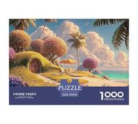 Sinoshow_24085_a_sunny_beach_scene_with_palm_trees_flowers_and__c485dfd1-003a-4a70-9655-d3216e037c10_3 1000 Pieces Jigsaw Fun Challenging & Brainteasing Jigsaw Puzzle, Stress Releasing Family Game, B