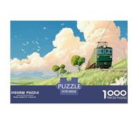 Sinoshow_24085_a_train_on_the_road_surrounded_by_green_fields_i_ce1e670a-40c4-4b78-a7b6-e3420f6456cd_1 1000 Pieces Puzzles Impossible Hard Difficult Jigsaw Puzzle, Unique Challenging Educational Toys