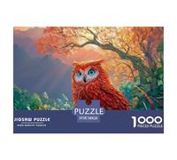 Sinoshow_24085_a_vibrant_red_owl_with_striking_blue_eyes_convey_7f83136b-986c-436d-8f78-1b7a1ad83e37_1 1000 Pieces Puzzles Challenging And Educational Jigsaw Puzzle, Unique Challenging Educational To