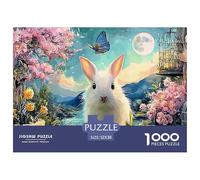 Sinoshow_24085_a_white_baby_bunny_with_flowers_a_butterfly_and__336d24b4-d52a-4fe0-94c8-7628c4843b08_4 1000 Pieces Jigsaw Impossible Hard Difficult Puzzle Game, Stress Releasing Family Game, Birthday
