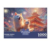 Sinoshow_24085_a_white_cat_and_dog_with_blue_eyes_happy_express_0e9d47c9-8339-4bb0-bf19-027d7621347a_1 1000 Pieces Puzzles Impossible Hard Difficult Puzzle Game, Vibrant Imagery, Birth