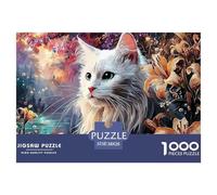 Sinoshow_24085_a_white_cat_in_the_style_of_william_morris_with__afd49964-0b05-4826-b3cf-00a146f674c1_4 1000 Pieces Puzzles Impossible Hard Difficult Puzzle Game, Unique Challenging Educational Toys,