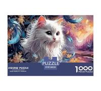 Sinoshow_24085_a_white_cat_surrounded_by_blue_feathers_with_gol_ca9023db-1ca6-4410-93fc-6e5b89d05015_4 1000 Pieces Jigsaw Fun Challenging & Brainteasing Puzzle Game, Unique Challenging Educational To