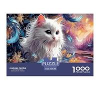 Sinoshow_24085_a_white_cat_surrounded_by_blue_feathers_with_gol_ca9023db-1ca6-4410-93fc-6e5b89d05015_4 1000 Pieces Jigsaw Fun Challenging & Brainteasing Jigsaw Puzzle, Unique Challenging Educational