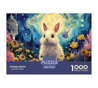 Sinoshow_24085_a_white_cute_bunny_with_flowers_a_butterfly_and__74c6c0a9-ccf6-41b4-9ddd-80b218fb4743_3 1000 Pieces Jigsaw Impossible Hard Difficult Jigsaw Puzzle, Stress Releasing Family Game, Birthd