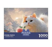 Sinoshow_24085_a_white_persian_cat_with_long_fur_holding_a_pink_476e1f64-aa41-4e3d-ac63-892669c180d9_2 1000 Pieces Puzzles Impossible Hard Difficult Puzzle Game, Stress Releasing Family Game, Birthda