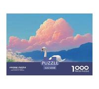 Sinoshow_24085_a_white_swan_floats_on_the_water_the_blue_sky_is_fb676c84-5fba-4bbb-b5cc-cf82f170362f_2 1000 Pieces Puzzles Impossible Hard Difficult Jigsaw Puzzle, Stress Releasing Family Game, Birth