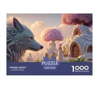 Sinoshow_24085_a_wolf_with_gray_fur_and_pink_hair_stands_next_t_312dafac-c8ca-4e8b-858b-06c6b01943cf_2 1000 Pieces Jigsaw Fun Challenging & Brainteasing Puzzle Game, Vibrant Imagery, B