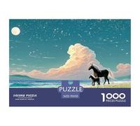 Sinoshow_24085_beautiful_black_horse_with_a_white_mane_and_its__4a288f8a-7cbd-4df0-b69e-5206fe2a8a6c_1 1000 Pieces Jigsaw Fun Challenging & Brainteasing Jigsaw Puzzle, Stress Releasing Family Game, F