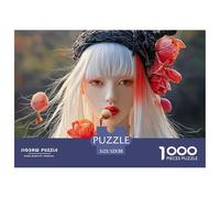 Sinoshow_24085_beautiful_young_woman_with_long_white_hair_red_b_632e30c9-e8f8-4ebe-9dbd-56d800c10c38_1 1000 Pieces Jigsaw Challenging And Educational Puzzle Game, Stress Releasing Family Game, Birthd