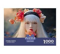 Sinoshow_24085_beautiful_young_woman_with_long_white_hair_red_b_632e30c9-e8f8-4ebe-9dbd-56d800c10c38_3 1000 Pieces Jigsaw Challenging And Educational Jigsaw Puzzle, Stress Releasing Family Game, Fami