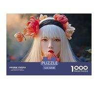Sinoshow_24085_beautiful_young_woman_with_long_white_hair_red_b_632e30c9-e8f8-4ebe-9dbd-56d800c10c38_3 1000 Pieces Jigsaw Impossible Hard Difficult Puzzle Game, Stress Releasing Family Game, Birthday